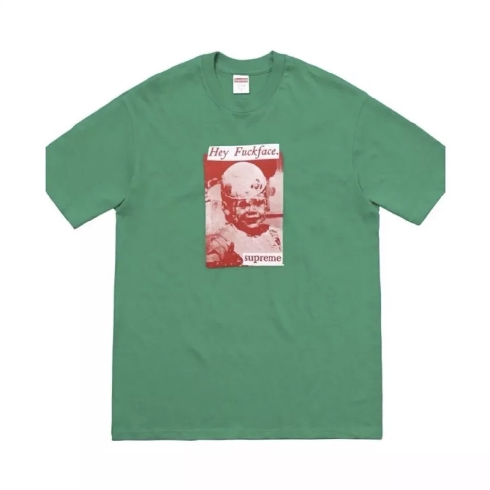 Supreme F*ck Face Tee SS18w6.greenMedium.Authentic